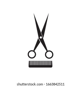 scissors and comb illustration logo vector