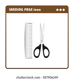 Scissors and comb , landing page icon