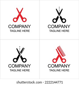las tijeras y la colección de logotipos de peine se pueden utilizar para negocios de barbershop y marca