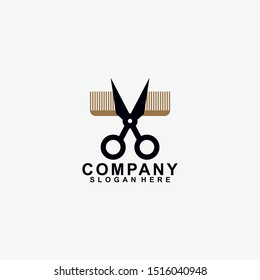 Scissors With Comb Logo Design Icon Template. Modern Design. Barber.  Vector Illustration