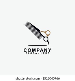 Scissors With Comb Logo Design Icon Template. Modern Design. Barber.  Vector Illustration