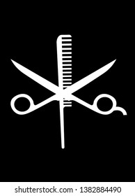 Scissors and comb for a logo. Vector graphics.