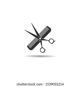 Scissors and comb logo vector icon illustration design 