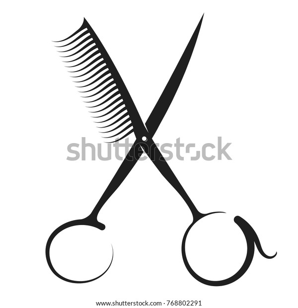 Scissors Comb Silhouette Hairdresser Beauty Salon Stock Image