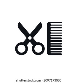 Scissors and comb simple vector icon.