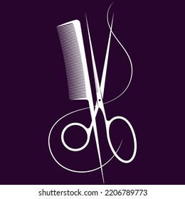Tijeras y diseño estilista de peine. Símbolo de salón de belleza y estilista de pelo
