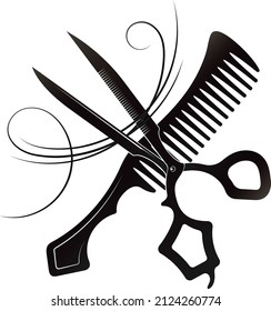 Scissors and comb symbol. Beauty salon and hair care