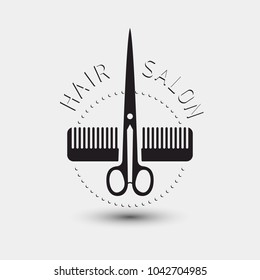 Scissors comb vector hair salon logo illustration