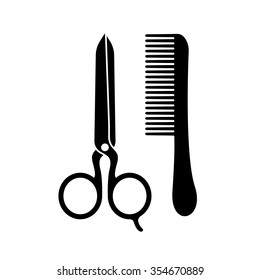 Scissors and comb vector icon for web and mobile