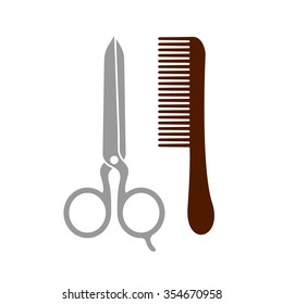 Scissors and comb vector icon for web and mobile