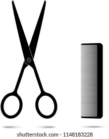 Scissors with comb. Vector Illustration