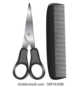 scissors and comb, vector illustration