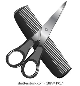scissors and comb, vector illustration