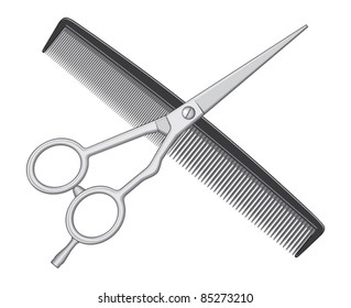 Scissors and Comb vector Illustration.