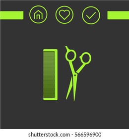 scissors and comb. the Web icon. Logo 