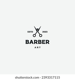Scissors combine with pencil logo, barber art logo concept