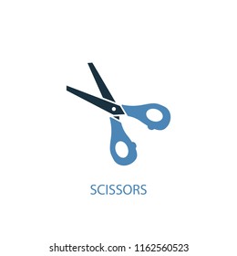 scissors concept 2 colored icon. Simple blue element illustration. scissors concept symbol design from Hand tools set. Can be used for web and mobile UI/UX