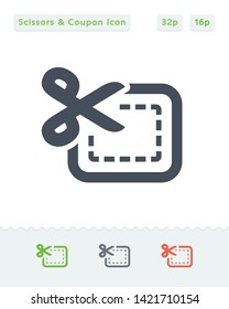 Scissors & Coupon - Sticker Icons. A professional, pixel aligned icon.