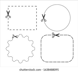 Scissors cut along the contour on a white background.illustration Paper cut icon with dotted line. Vector scissors with cut lines. Vector set of cutting scissors. vector,eps10