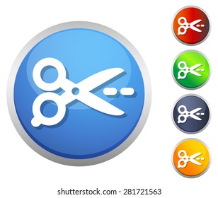 Scissors Cut Along a Line. Icon