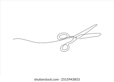 ilustração de vetor de linha contínua de corte de tesoura	