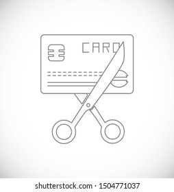 tijeras cortan tarjeta de crédito - icono de concepto