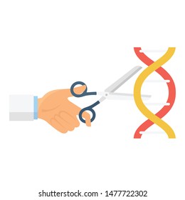 Scissors cut dna icon. Flat illustration of scissors cut dna vector icon for web design