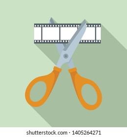 Scissors cut film icon. Flat illustration of scissors cut film vector icon for web design