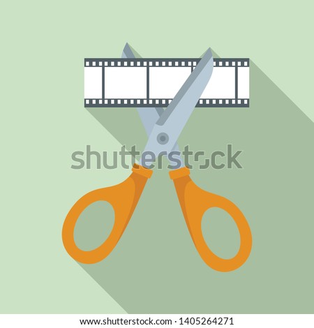 Scissors cut film icon. Flat illustration of scissors cut film vector icon for web design