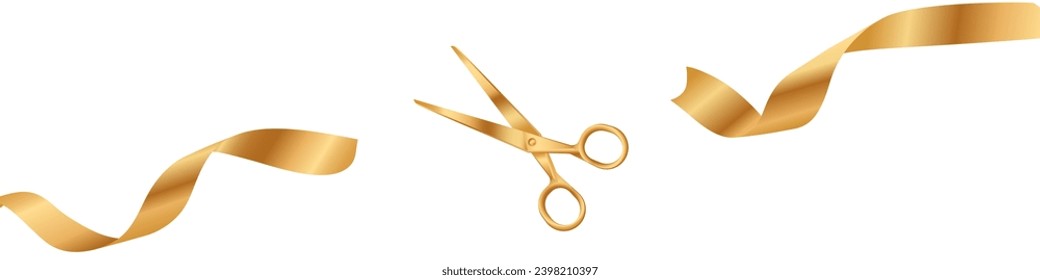 Scissors cut. Gold scissors.  Vector