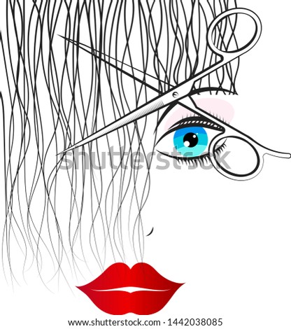 Scissors cut hair curls design for a beauty salon