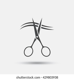 Scissors cut hair sign icon. Hairdresser or barbershop symbol. Flat hairdresser scissors web icon on white background. Vector
