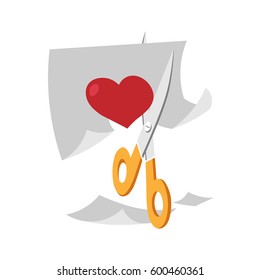 scissors cut a heart out of paper