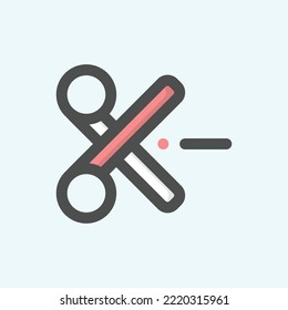  scissors cut icon, isolated Graphic Design colored outline icon in light blue background, perfect for website, blog, logo, graphic design, social media, UI, mobile app