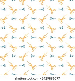 Scissors cut icon trendy repeating pattern colorful vector illustration background