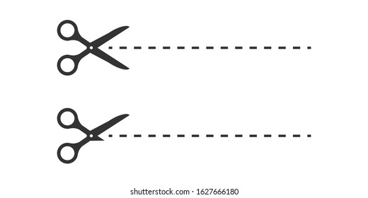 scissors cut icons on white background, vector illustration