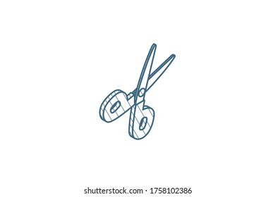 scissors, cut isometric icon. 3d vector illustration. Isolated line art technical drawing. Editable stroke