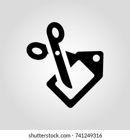 scissors cut label isolated flat vector sale icon