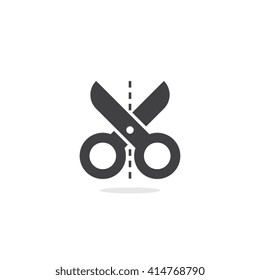 Scissors With Cut Line Icon