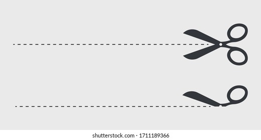 Scissors with cut line icon isolated. Vector illustration. 