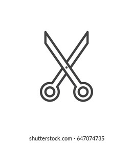 Scissors, cut line icon, outline vector sign, linear style pictogram isolated on white. barbershop symbol, logo illustration. Editable stroke. Pixel perfect