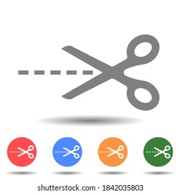 Scissors with cut line icon vector