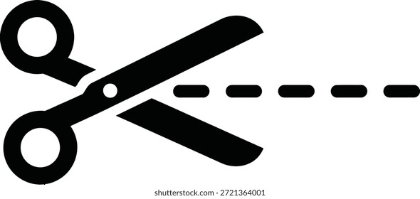 Scissors with Cut Line Silhouette