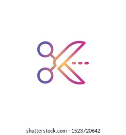 Scissors cut  - Line Vector Icon