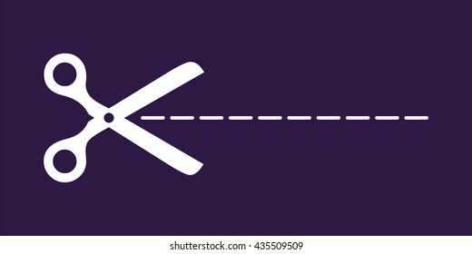 Scissors with cut line . Vector illustration