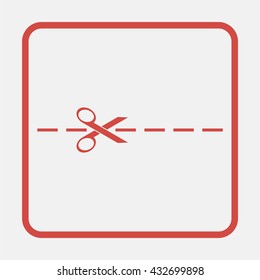 Scissors with cut lines.