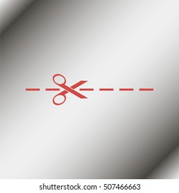 Scissors with cut lines.