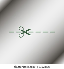 Scissors with cut lines.