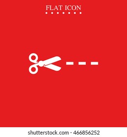 Scissors with cut lines icon.