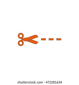 Scissors with cut lines icon.